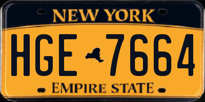 NY license plate HGE7664