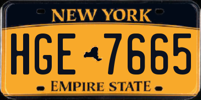 NY license plate HGE7665