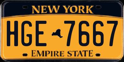NY license plate HGE7667