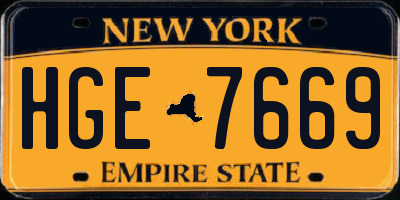 NY license plate HGE7669