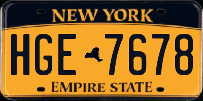 NY license plate HGE7678