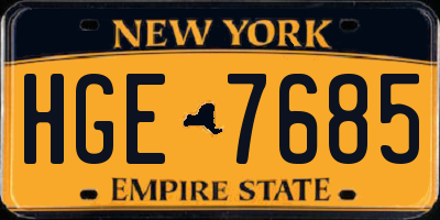 NY license plate HGE7685