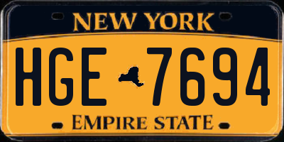 NY license plate HGE7694