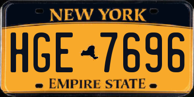 NY license plate HGE7696