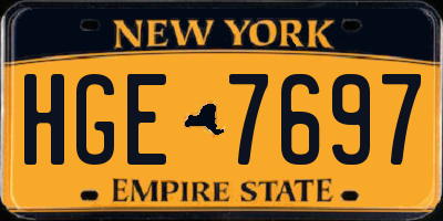 NY license plate HGE7697