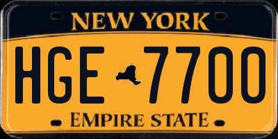 NY license plate HGE7700