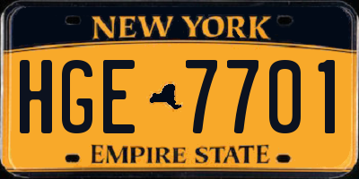 NY license plate HGE7701