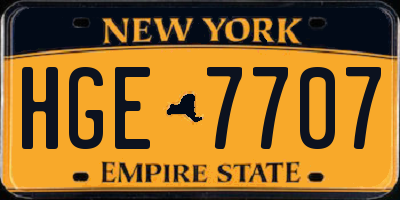 NY license plate HGE7707