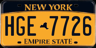 NY license plate HGE7726