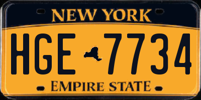 NY license plate HGE7734