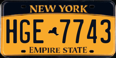 NY license plate HGE7743