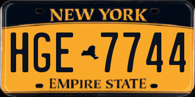 NY license plate HGE7744