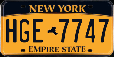 NY license plate HGE7747