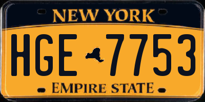 NY license plate HGE7753
