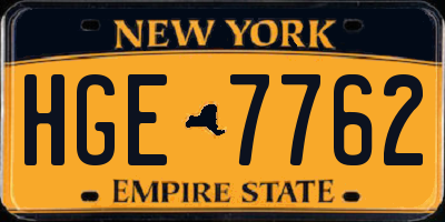 NY license plate HGE7762