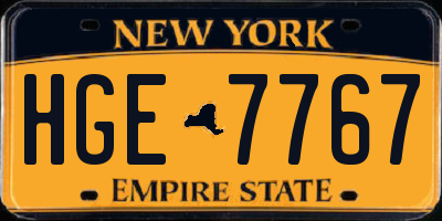 NY license plate HGE7767