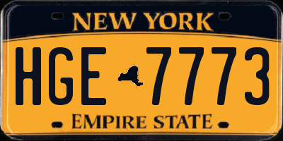 NY license plate HGE7773