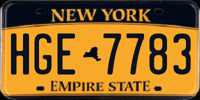 NY license plate HGE7783