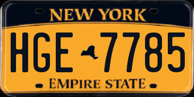 NY license plate HGE7785