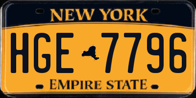 NY license plate HGE7796