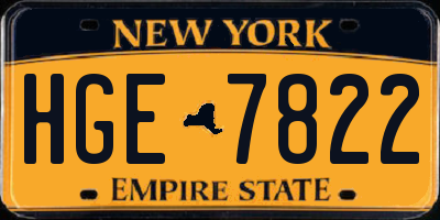 NY license plate HGE7822