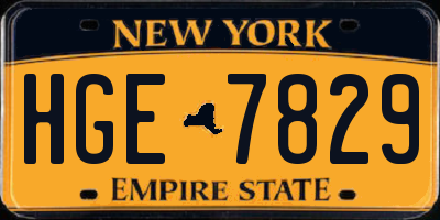 NY license plate HGE7829
