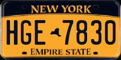 NY license plate HGE7830