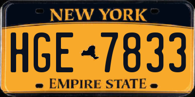 NY license plate HGE7833