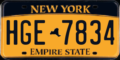 NY license plate HGE7834