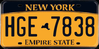 NY license plate HGE7838