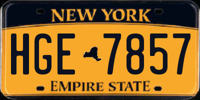 NY license plate HGE7857
