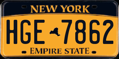 NY license plate HGE7862