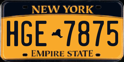 NY license plate HGE7875