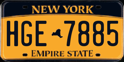 NY license plate HGE7885