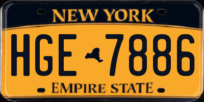 NY license plate HGE7886
