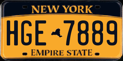 NY license plate HGE7889