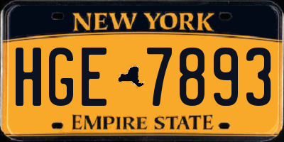 NY license plate HGE7893