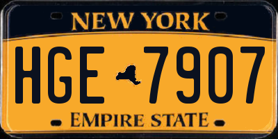NY license plate HGE7907