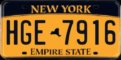 NY license plate HGE7916