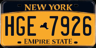 NY license plate HGE7926