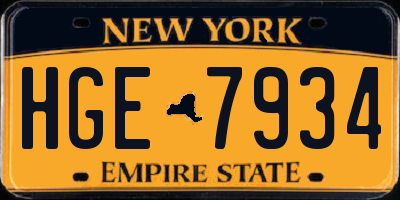 NY license plate HGE7934