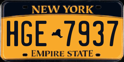 NY license plate HGE7937