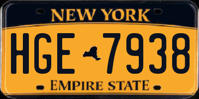 NY license plate HGE7938