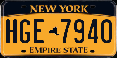 NY license plate HGE7940