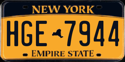 NY license plate HGE7944
