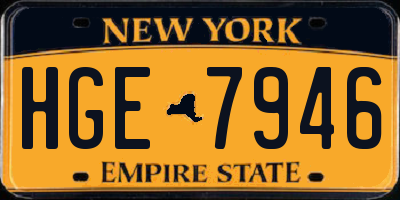 NY license plate HGE7946