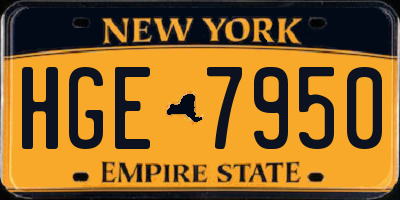 NY license plate HGE7950