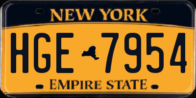 NY license plate HGE7954