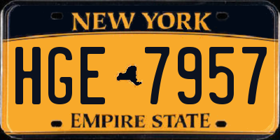 NY license plate HGE7957