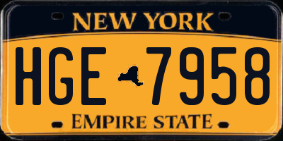 NY license plate HGE7958